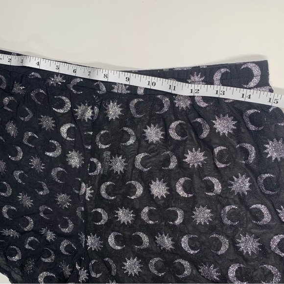 Black Mesh Shorts Sheer Glitter Moon High Waisted Shorts from Motel - Picture 7 of 7